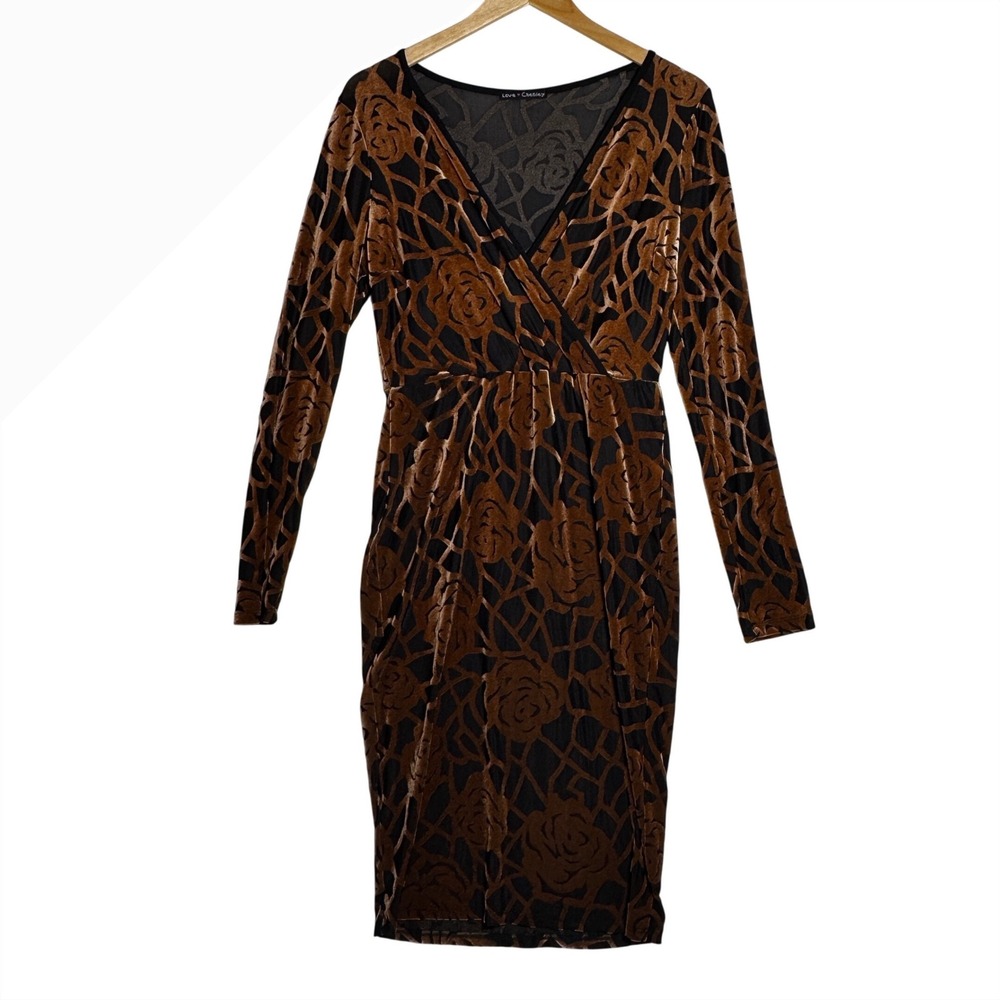 Love Chesley Burnout Velvet Floral‎ Womens Dress Size Large Flaw